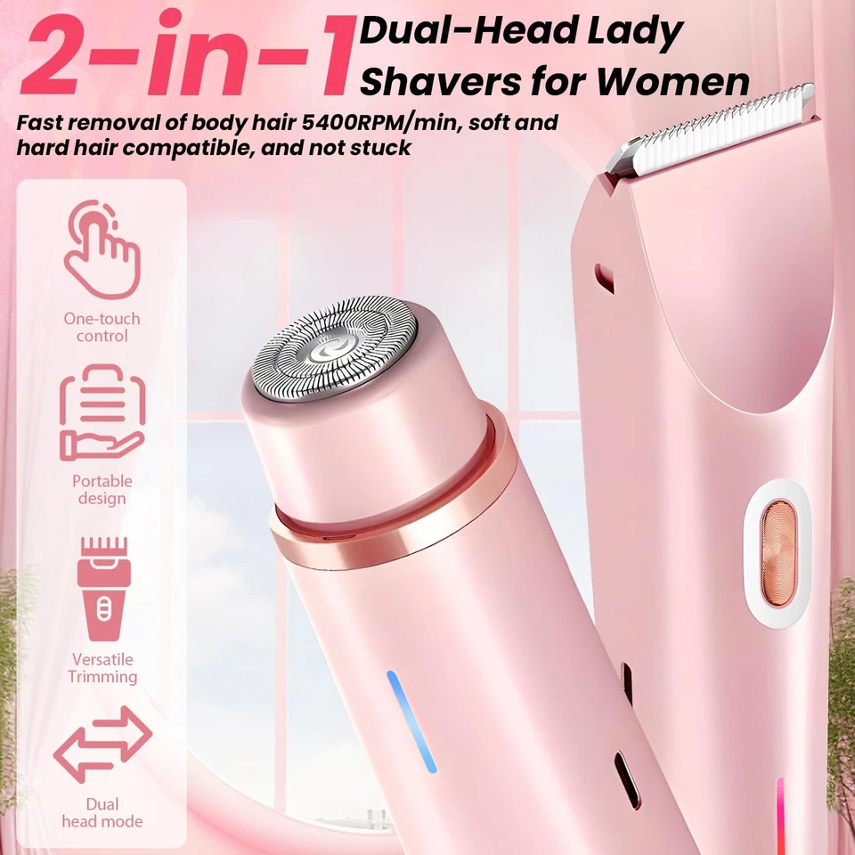 Tondeuse Femme Intime Rasoir Electrique Femme Double Tête 2 en 1 Rechargeable... - Photo 2/4