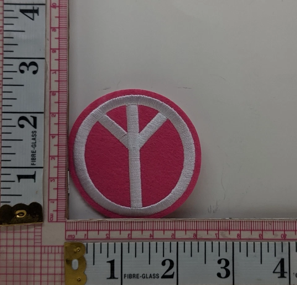 Pink Peace Patch Logo Crest Badge Applique c2 - Image 2 of 2