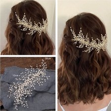 Women Prom Headpiece Bride wedding Pearl Beads hair Styling Comb Silver Pins