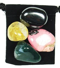 FINDING FORGIVENESS Tumbled Crystal Healing Set = 4 Stones + Pouch +Description