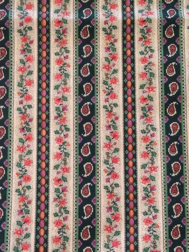 2 yds quilt fabric 100% cotton vintage PAISLEY FLORAL STRIPE Springs Ind. green - Picture 12 of 12