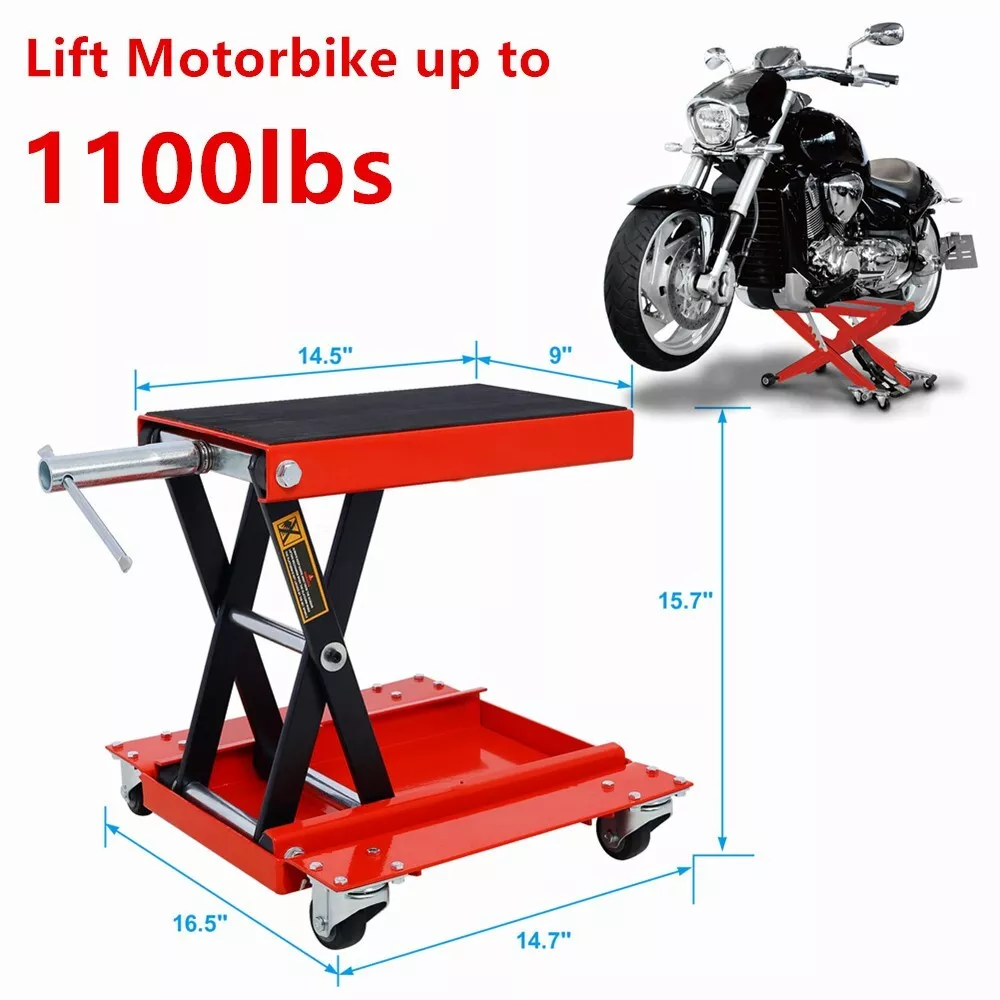 1100LB Motorcycle dolly Scissor Jack Center Lift Crank Repair
