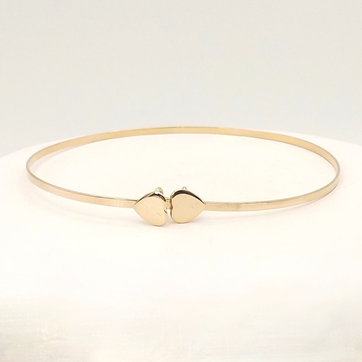 Solid 10k Gold Heart Sliding Bangle Bracelet Baby… - image 2