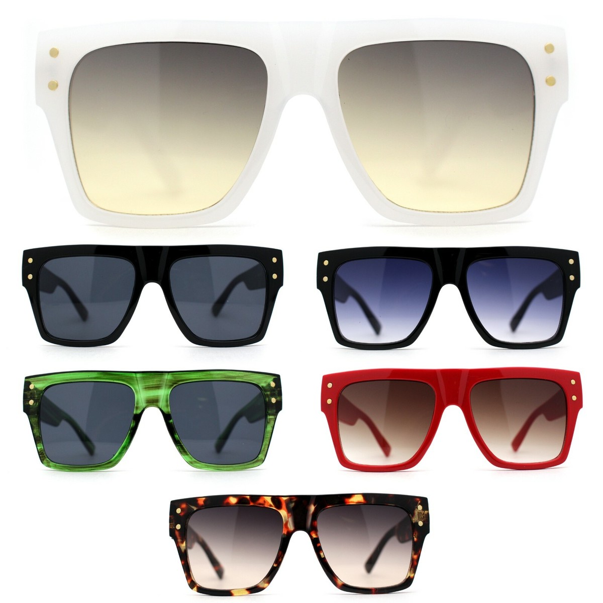 Oversize Thick Plastic Horn Rim Flat Top Sunglasses | eBay display picture 2