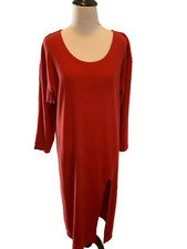 Vintage Victoria's Secret Women's Night Gown Size L or XL Red Maxi Slit Soft