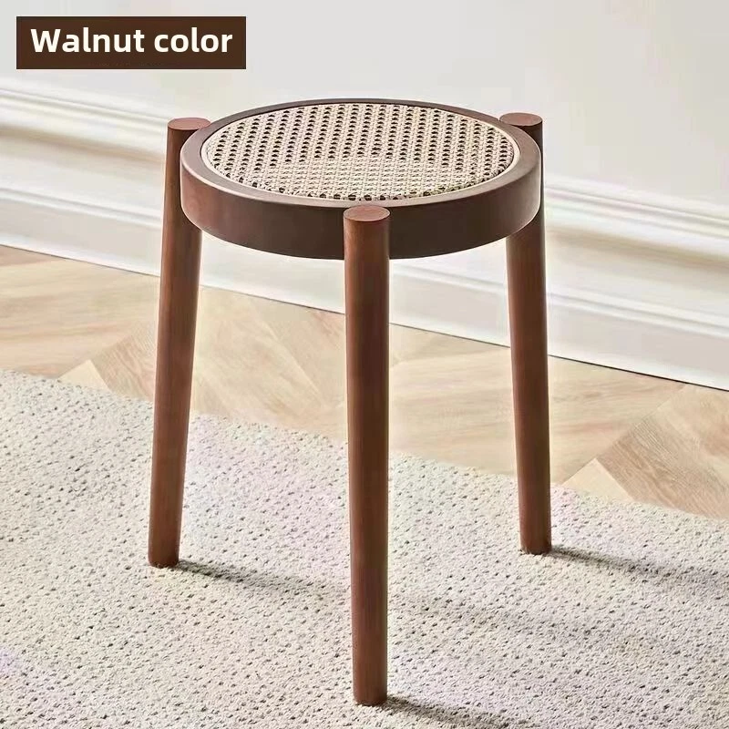 Stackable wooden stool, minimalist stool, retro stool shoe changing and dressing - Image 4 of 4