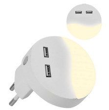SMD LED NACHTLICHT mit D&auml;mmerungssensor und 2 USB-Anschl&uuml;ssen.