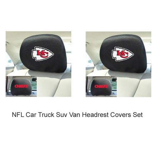 New 2pc Set NFL Kansas City Chiefs Car Truck SUV Headrest Covers