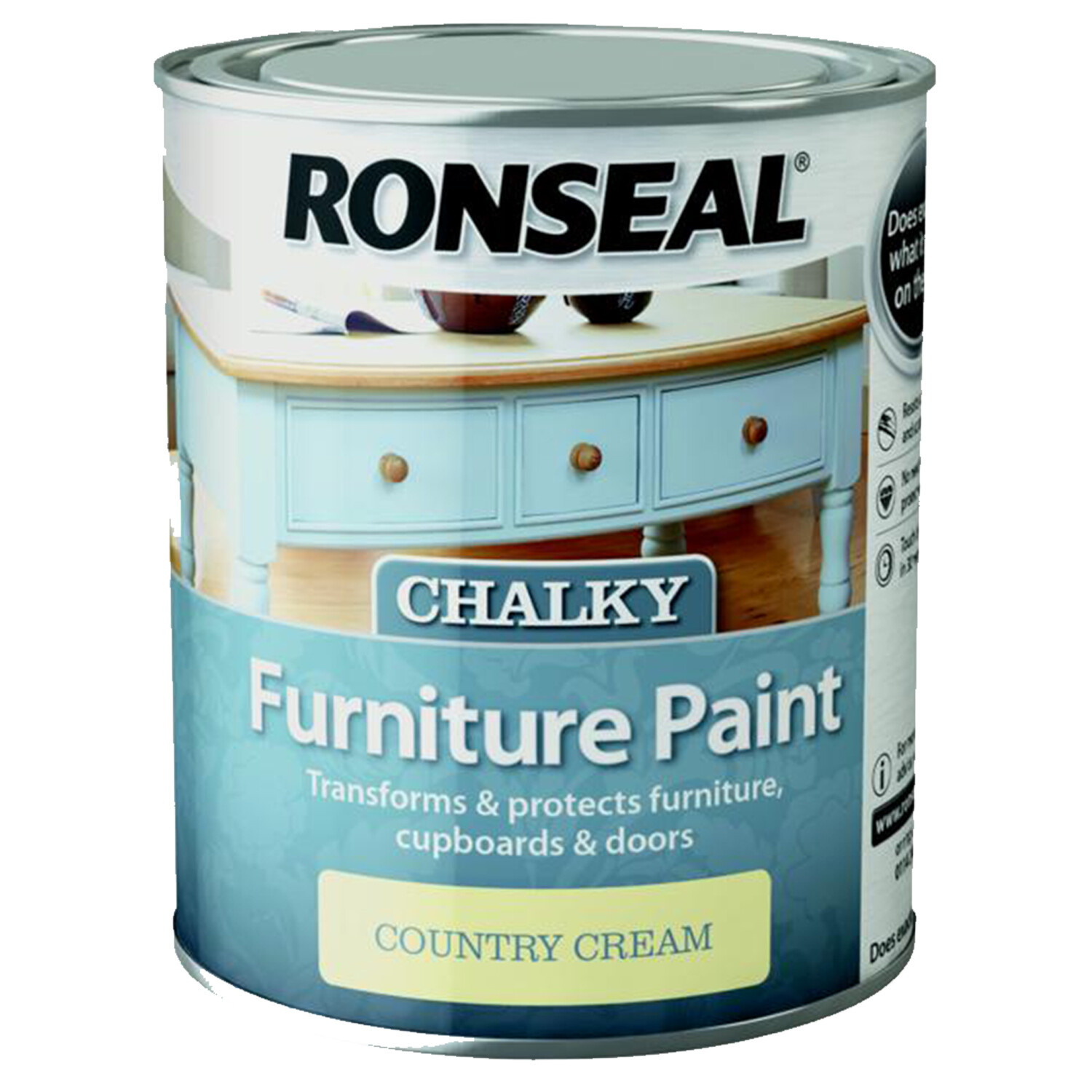 Ronseal Chalky Furniture Paint 750ml Door Cupboard Chalky Flat Matt