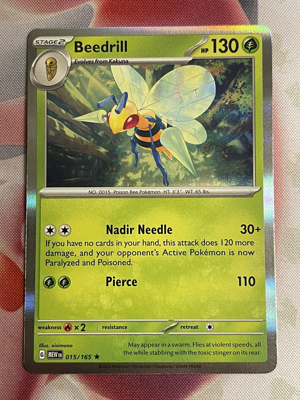 Pokémon TCG Beedrill Scarlet & Violet-151 015/165 Holo Rare