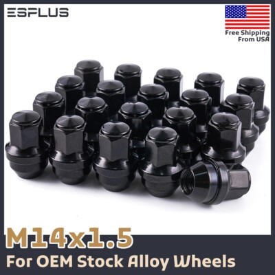 [24] Black 14x1.5 OEM Wheel Lug Nut Fit Expediton F-150 F-150 Lightning Lobo