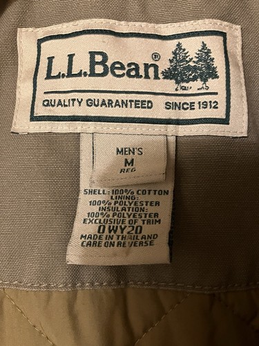LL Bean Men's Khaki Tan Canvas Quilted Lined Barn Chore Jacket Coat Size Medium - Picture 9 of 11