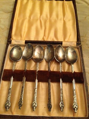 boxed set vintage apostle teaspoons art deco antique silver plated