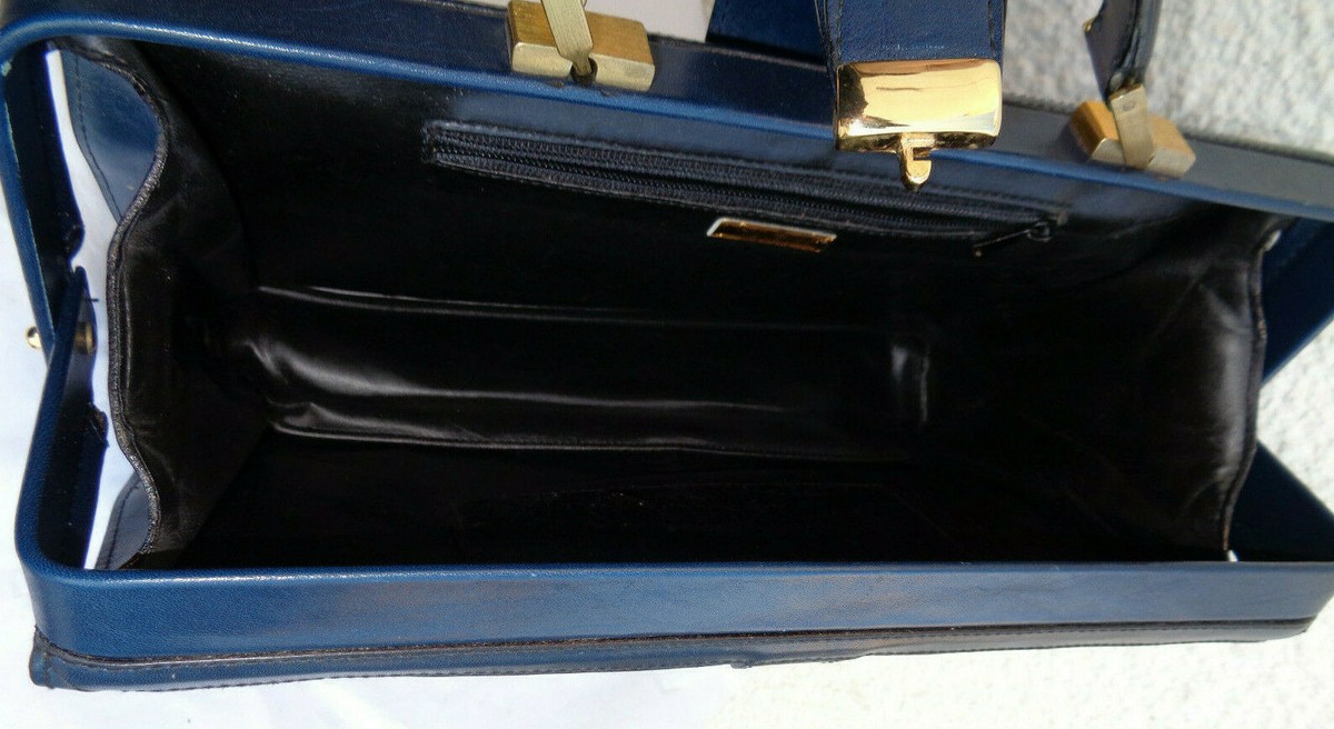 Sac à Main Vintage Pierotucci Italie - Cuir Authentique Bleu - TBEG - Occasion