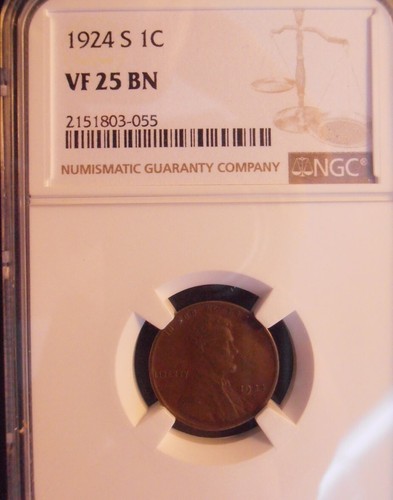 1924 S Lincoln Cent, NGC Certified VF 25 (24SN55) - Picture 5 of 5