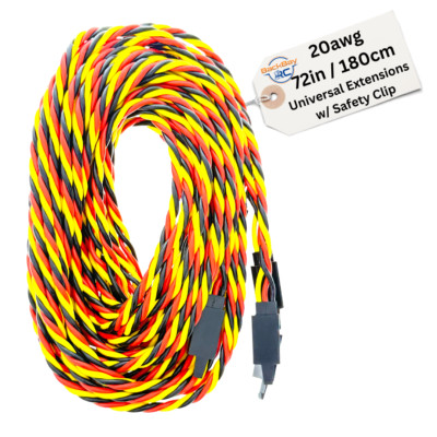 BackBayRC - 72in 20awg Universal (JR Futaba Compatible) Servo Extensions w/ Clip