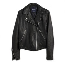 Madewell Washed Leather Motorcycle Moto Jacket Black Xs Eo488