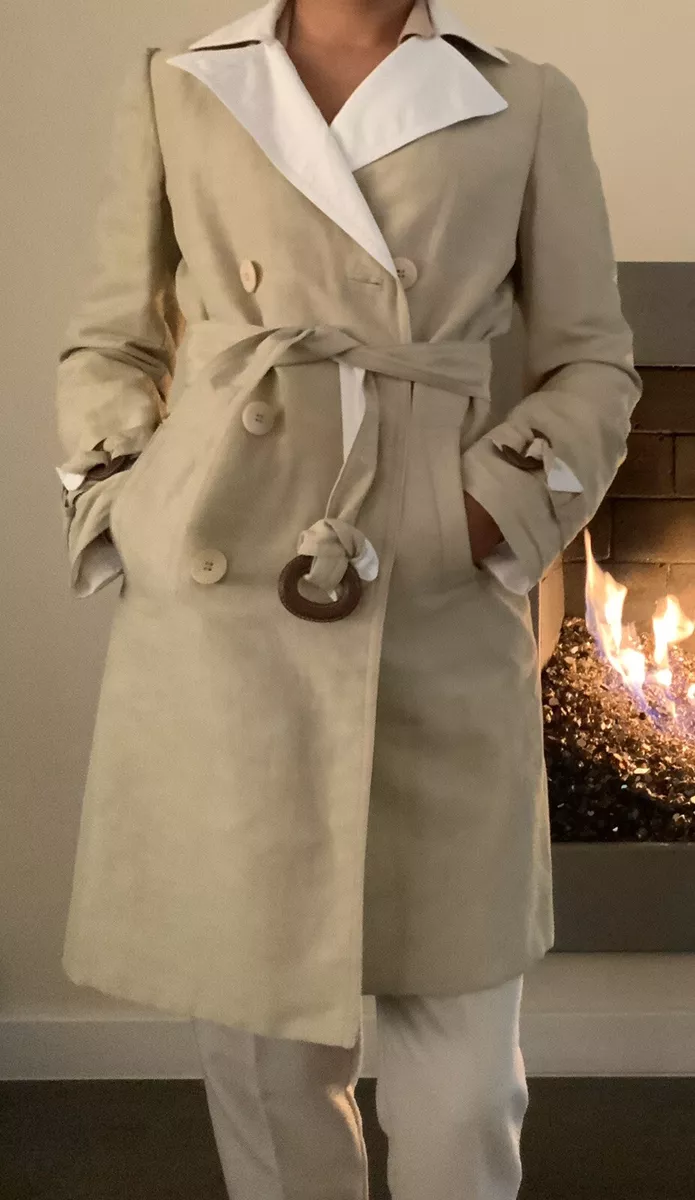 LORO PIANA WOMEN S REVERSIBLE TECHNO LINEN WATERPROOF TRENCH COAT New with Tags