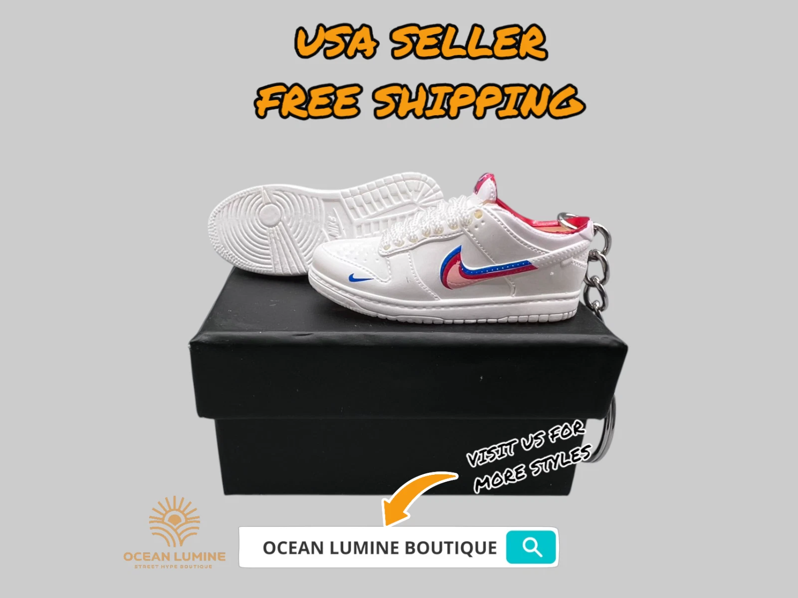 SB Dunk Low Mini Porte clés Baskets 3D, Baskets Basketball Boîte de Collection Options