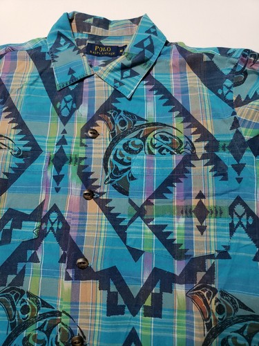 Polo Ralph Lauren Mens Medium Aztec Navajo Island Shirt Short Sleeve - Picture 5 of 12