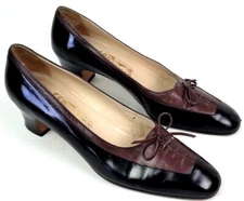 Salvatore Ferragamo Leather Pumps 7 AAAA Brown & Black Italy DFU 1806