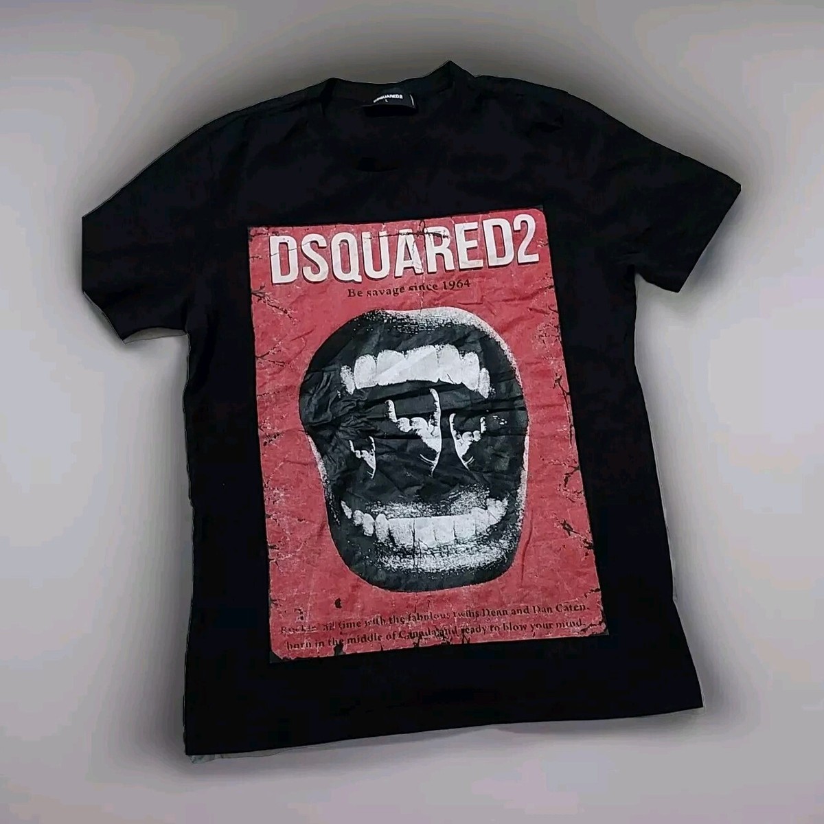 DSQUARED2 グラフィックTシャツ M DSQUARED2Dsquared2 Men's Mouth Print T-Shirt -be Savage Black Red