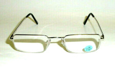 NWT Vintage 90's Rectangle Metal Half Frame Reading Glasses 1.50 S.Silver 