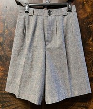Vtg GIORGIO SANT ANGELO Shorts Dark Academia Wool Plaid High Waist Wide Leg