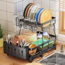 2 Tier Over The Sink Dish Drying Rack Dish Rack Above Kitchen Shelf Dish Drainer