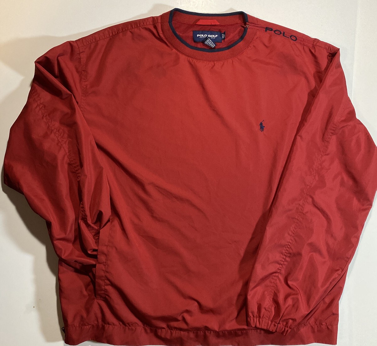 Vtg Polo Golf Ralph Lauren Red Nylon Pullover Zip Up Side