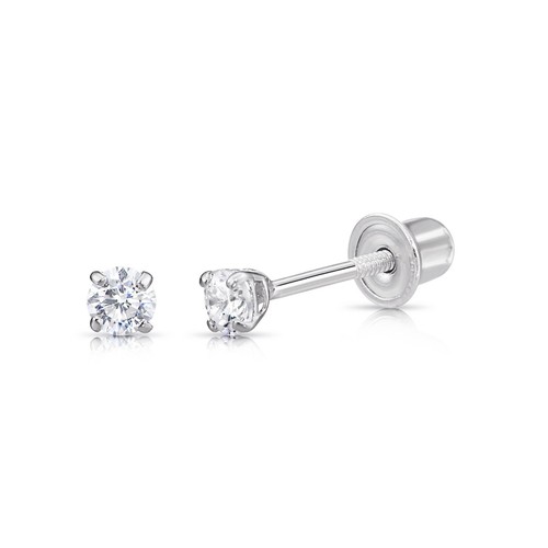Aretes solitario de diamantes de corte redondo de oro macizo de 14K D FL de 2 mm-3 mm cultivados en laboratorio - Imagen 14 de 16