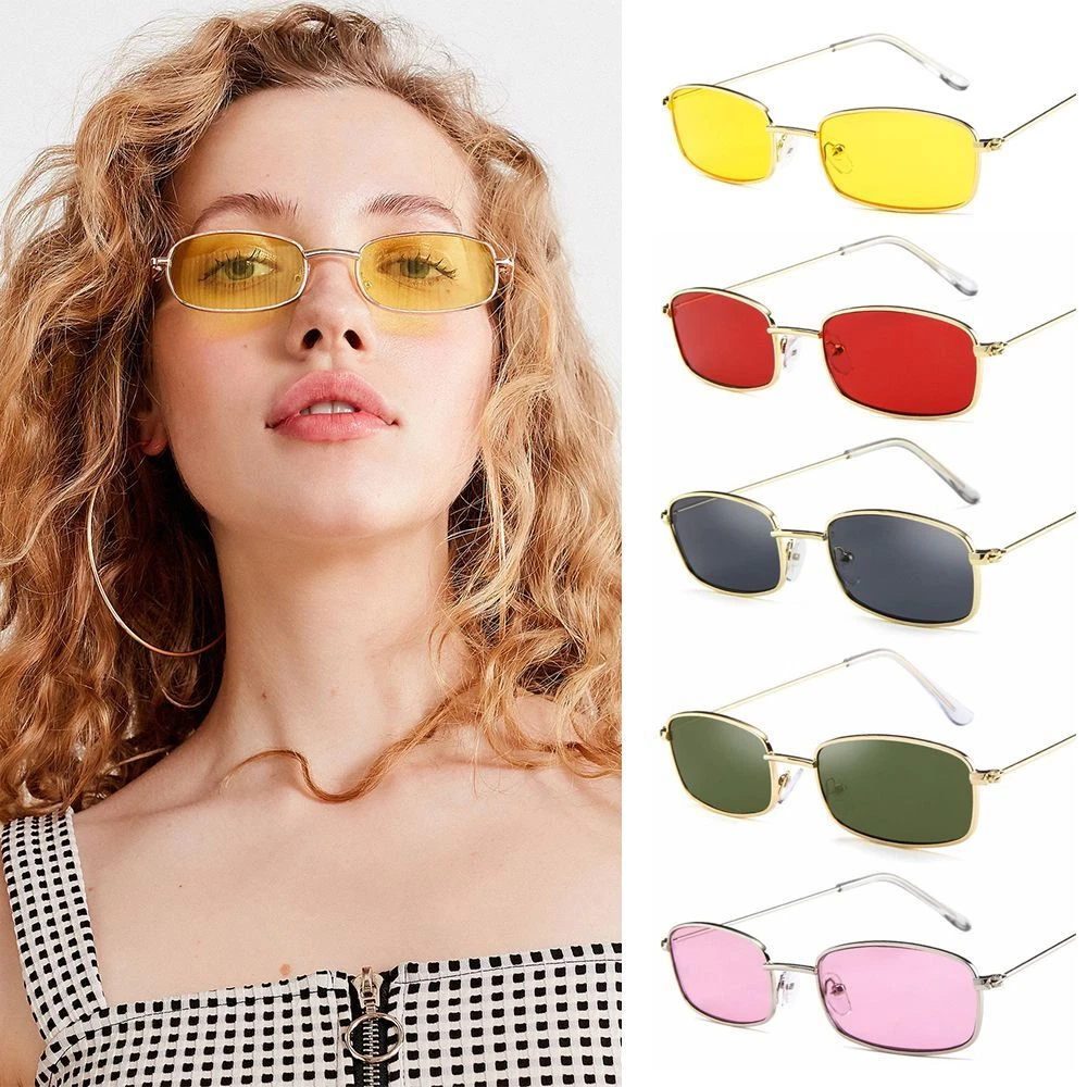 Retro Wide Square Flat Lens Chunky Rectangle Sunglasses 52mm