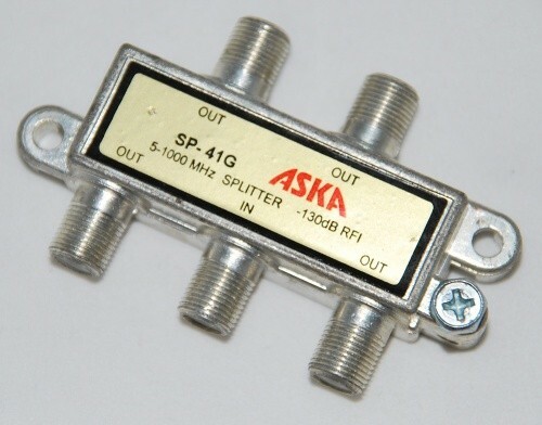 ASKA SP-41G 5-1000MHz CATV Solder Back 4-Way Equal Loss Splitter