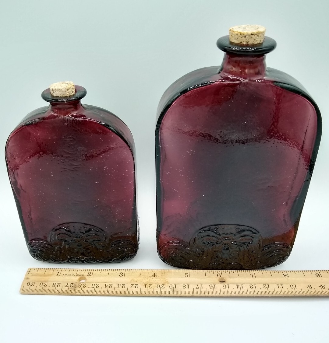 Purple Hand Made Glass Flask Vidrios De Levante ? flasks set of