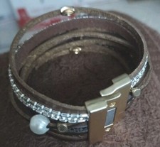 Multi Layer Leather Bracelet With Magnetic Clasp