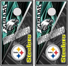 eagles steelers house divided 0424 cornhole board vinyl wraps