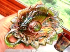 "SUNFLOWER" PIN TRAY 5 3/4" X 4 1/4" MINT, GREAT COLORS, GREEN,  BY: MILLERSBURG