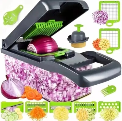 16 in 1 Gemüsehacker Salat Obst Mandoline Schneider Lebensmittel Würfelschneider Schäler