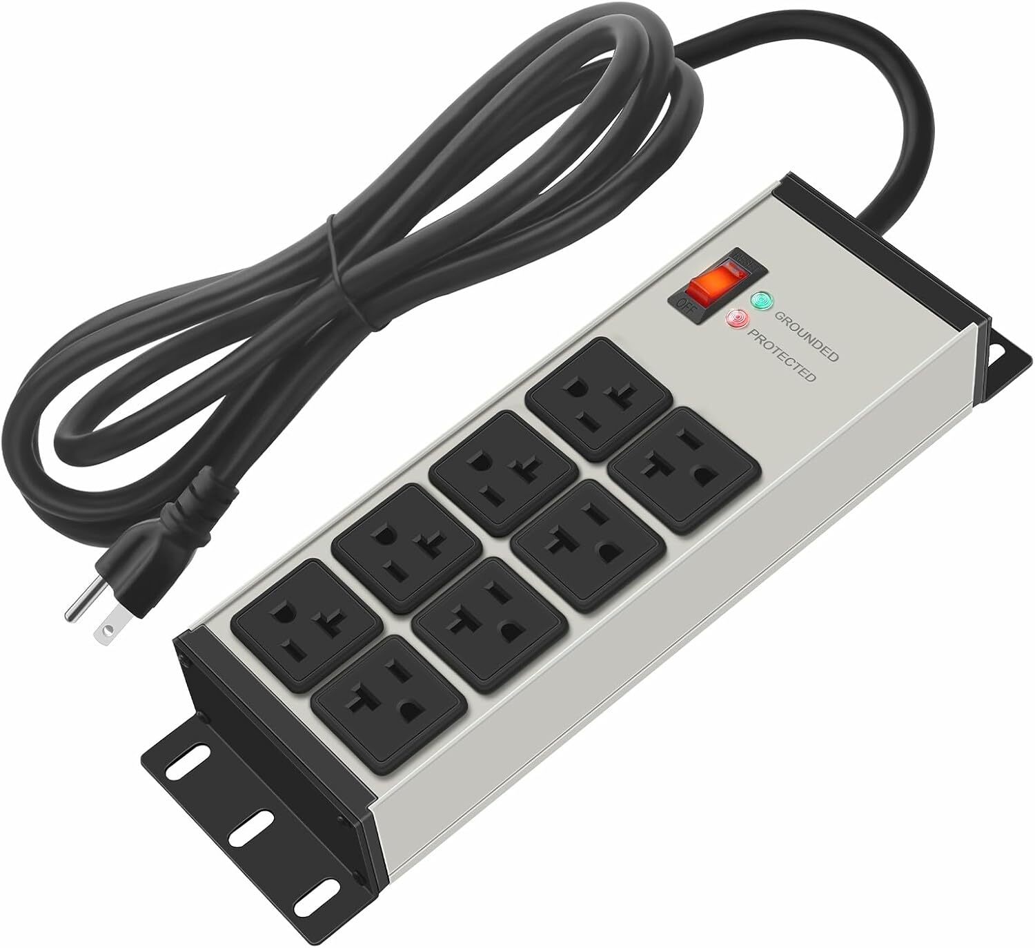 CCCEI Heavy Duty Power Strip Surge Protector 20 AMP, 8 Outlets 12 6FT, Grey