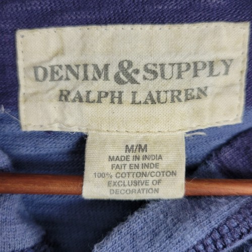 Denim & Supply Ralph Lauren hoodie mens medium blue striped 100% cotton India - Picture 8 of 14