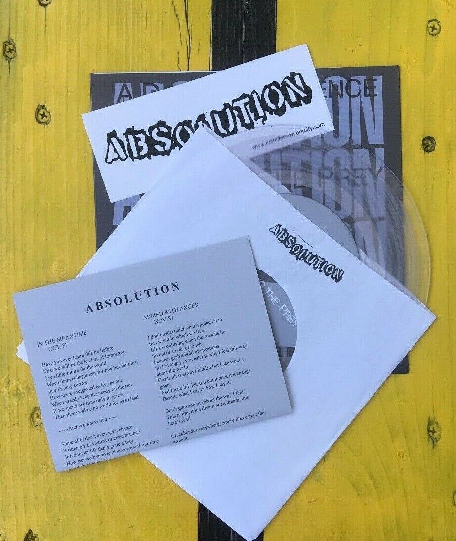 ABSOLUTION 7" Clear VINYL Mint BURN NYHC CRO-MAGS Breakdown Agnostic Front KBD