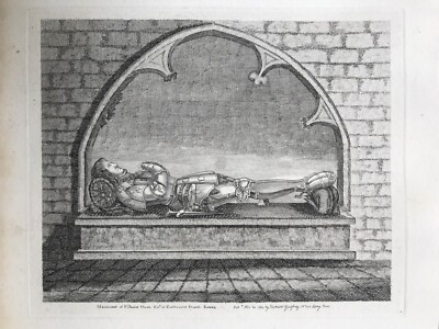 1784 Antiker Druck; Sir David Owen Monument, St Mary, Easebourne, Sussex 