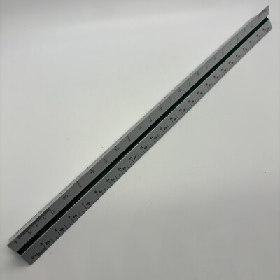 Arteza Architect Scale Ruler 12 Inch Three Sided Green Red White Vintage Taiwan