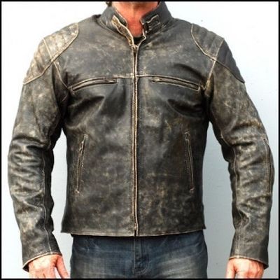 Mens Motorcycle Distressed Hooligan Leather Jacket Bikers Casual Fashion Vintage
