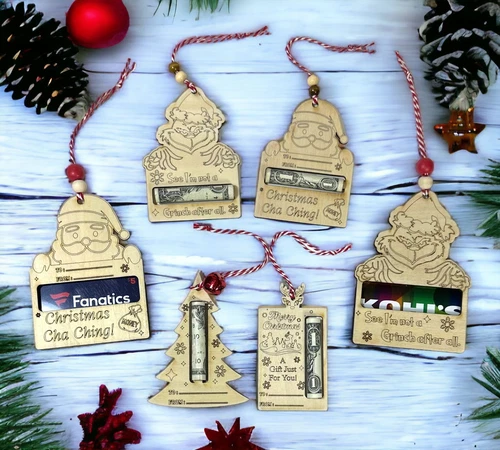 Christmas Gift Card Money  Holder - Christmas Ornament Gift - Laser Cut Engraved
