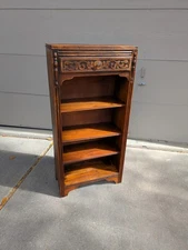 Antique 1930s Mandel Brothers Gothic Art Deco Feudal Oak Bookcase Bookshelf B