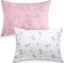 SPRINGSPIRIT Toddler Pillow for Sleeping 2 Pack Ultra Toddler, Pink Print