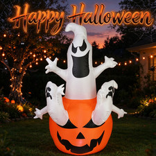 6FT Halloween Inflatables Blow Up Ghost w/ LED Light Indoor/Outdoor Yard Decor