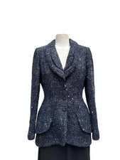 Thierry Mugler 1990s Navy Bouclé Blazer Jack...