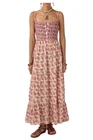 MAISON HOTEL ZARA women's pink cream floral dress 100% cotton